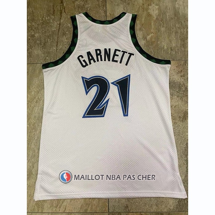 Maillot Minnesota Timberwolves Kevin Garnett NO 21 Mitchell & Ness 1997-98 Blanc